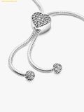  Vòng Tay, Lắc Tay PANDORA Moments Pavé Heart Clasp Snake Chain Slider Bracelet 