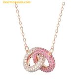  Dây Chuyền, Vòng Cổ Swarovski Dextera necklace Intertwined circles, Pink, Rose gold-tone plated 5642884 