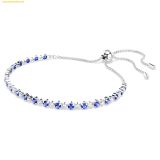  Vòng Tay, Lắc Tay SWAROVSKI Matrix Tennis bracelet Mixed round cuts, Blue, Rhodium plated 5725854 