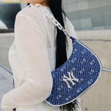  Túi Đeo Vai MLB Diamond Monogram Denim Jacquard Hobo Bag New York Yankees - D.Navy 3ABQS023N-50NYD 