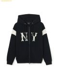  Áo Hoodie Zip MLB Sporty Varsity Shoulder Contrast Hooded Zip-Up NY (Black) 3ATRV0144-50BKS 
