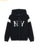 Áo Hoodie Zip MLB Sporty Varsity Shoulder Contrast Hooded Zip-Up NY (Black) 3ATRV0144-50BKS