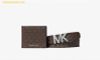  Ví Nam Michael Kors MK Signature Logo Wallet and Reversible Belt Gift Set Set Ví + Thắt Lưng Màu Nâu Logo 