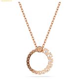  Dây Chuyền, Vòng Cổ Swarovski Matrix pendant Crystal pearl, Round cut, White, Rose gold-tone plated 5692265 
