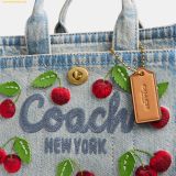  Túi Tote Coach Cargo Tote Bag 20 With Cherry Embroidery Denim Multi CDY91 