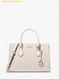  Túi Xách Michael Kors Sheila Medium Logo Satchel 35S3G6HS2B Trắng Logo 