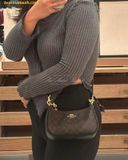  Túi Đeo Vai Coach Teri Mini Crossbody Bag In Signature Canvas CW323 Black Logo 