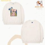  Áo Sweater MLB Long Sleeve T-shirt PQJ 3AMTL0224-50CRS LIKE Cartoon Overfit Trắng 