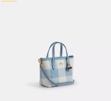  Túi Tote Mini Coach City Mini Tote Bag With Gingham Print And Charm Blue Multi CEU32 