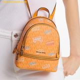  Balo Mini Michael Kors Rhea Extra-Small Printed Signature Logo Backpack Pop Orange Multi Màu Cam 