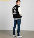  Áo Khoác Bomber New Era Varsity Baseball Jacket New York Yankees Navy (Tay Da) 