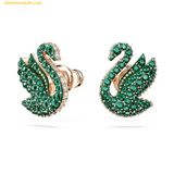  Bông Tai, Khuyên Tai Swarovski Iconic Swan Stud Earrings Swan Green Rose Gold Tone Plated 5650063 