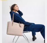  Túi Tote Coach Mollie Tote Bag In Signature Canvas CV967 Silver 