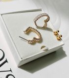  Bông Tai, Khuyên Tai Swarovski Matrix hoop earrings Baguette cut, Heart, Small, White, 18k gold plated 