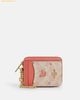Ví Thẻ Coach Zip Card Case In Signature Canvas With Floral Print Hồng Nhạt