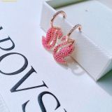  Khuyên Tai , Bông Tai Swarovski Iconic Swan Drop Earrings Swan, Pink, Rose Gold-Tone Plated 