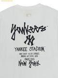  Áo Phông MLB Basic Street Back Letter Oversized Short Sleeve T-shirt New York Yankees 3ATSB1063-50WHS White 