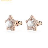  Khuyên Tai, Bông Tai Swarovski Stella Stud Earrings Round Cut, Star, White, Rose Gold-Tone Plated 5645465 