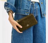  Ví Coach Double Zip Wallet In Signature Canvas CX161 - Olive 