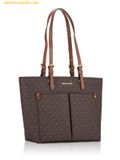  Túi Tote Michael Kors Jet Set Travel Signature Medium Double Pocket Tote Brown 35F3GTVT3B 