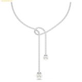  Dây Chuyền, Vòng Cổ Swarovski Matrix Y necklace Crystal pearl, Round cut, White, Rhodium plated - 5692416 