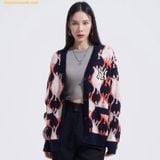  Áo Khoác Cardigan MLB Argyle Monogram New York Yankees - Màu Navy Phối Cam 