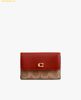 Ví Gập Coach Essential Mini Trifold Wallet In Signature Canvas Nâu Logo