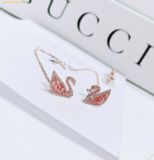  Bông Tai, Khuyên Tai Swarovski Swan drop earrings Swan, Pink, 18k rose gold plated 5469990 