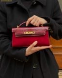  Túi Xách JW PEI Noor Faux Suede Top Handle Bag - Đỏ 