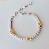  Vòng Tay, Lắc Tay Swarovski Matrix Tennis bracelet Mixed cuts, Yellow, Rhodium plated 5666425 