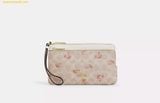  Ví Dài Coach Double Zip Wallet With Signature Canvas With Floral Print Sand Multi CAR09 