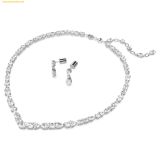  Bộ Trang Sức Dây Chuyền Và Bông Tai Swarovski Mesmera set Mixed cuts, White, Rhodium plated 5674306 