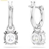  Khuyên Tai, Bông Tai Swarovski Stilla drop earrings Round cut, White, Rhodium plated 5636717 