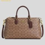  Túi Xách Coach Georgia Satchel bag in signature canvas CW422 Nâu Logo 