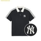  Áo Polo MLB Monogram Partial Pattern Collar T-Shirt NY (Black) 3APQM0343-50BKS 