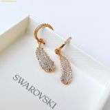  Khuyên Tai, Bông Tai Swarovski Nice Drop Earrings Feather, White, 18k Rose Gold Plated 5663486 