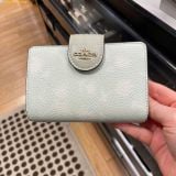 Ví Gập Coach Medium Corner Zip Wallet With Floral Print Pale Green CEC30 