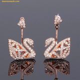  Khuyên Tai, Bông Tai Swarovski Facet Swan Pierced Earrings Swan, White, Rose-Gold Tone Plated 