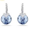  Bông Tai, Khuyên Tai Swarovski Bella V drop earrings Round cut, Blue, Rhodium plated 5734234 
