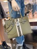  Túi Xách Michael Kors Hamilton Medium Leather and Snake Embossed Stripe Satchel 35S4SHMS6G Màu Xanh Olive 