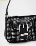  Túi Đeo Vai Michael Kors Zoe Small Rhinestone Suede Pochette Shoulder Bag Black 