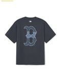  Áo Phông MLB Vintage Denim-like Monogram Big Lux Oversized Short Sleeve T-shirt Boston Red Sox D.Grey 3ATSM0663-43GRD 
