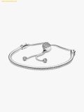  Vòng Tay, Lắc Tay PANDORA Moments Pavé Heart Clasp Snake Chain Slider Bracelet 