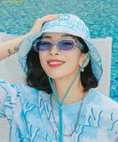  Mũ Bucket MLB Water Monogram Bucket Hat NY (Aquablue) 3AHTM0733-50ABS Xanh 