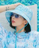 Mũ Bucket MLB Water Monogram Bucket Hat NY (Aquablue) 3AHTM0733-50ABS Xanh 