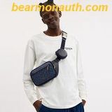  Túi Đeo Hông Coach Elias Belt Bag In Signature Canvas Navy 