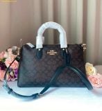  Túi Đeo Chéo Coach Georgia Satchel Bag In Signature Canvas CW422 Đen Logo 