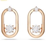  Bông Tai, Khuyên Tai Swarovski Round cut, Oval shape, White, 18k rose gold finish 5468118 
