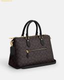  Túi Đeo Chéo Coach Georgia Satchel Bag In Signature Canvas CW422 Đen Logo 