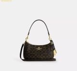  Túi Đeo Vai Coach Teri Shoulder Bag In Loved Signature Canvas With Charms - CDY18 - Brown 